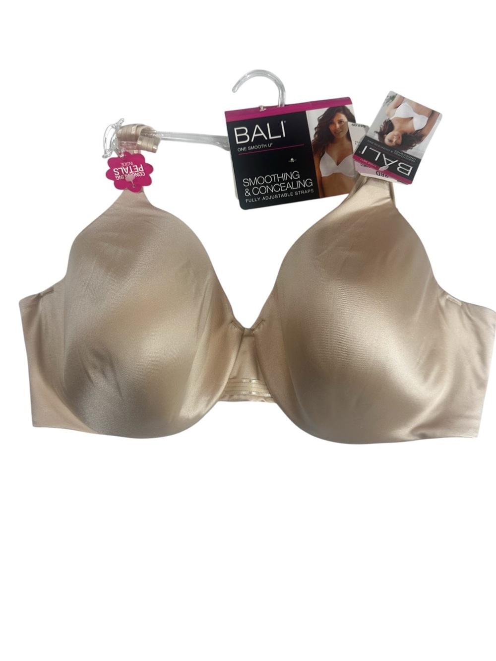Bali One Beige Smooth U Full Coverage Smoothing Concealing Bra Size 38D